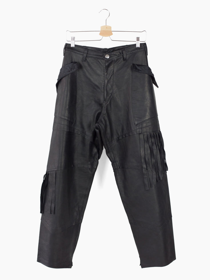 Sulvam AW23 Scarred Horse Leather Fringe Trousers