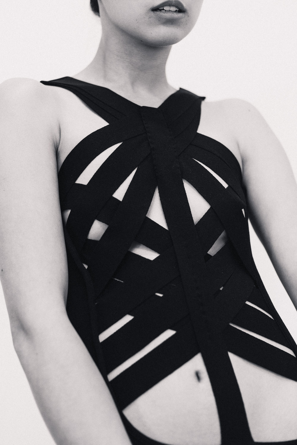 Helmut Lang SS01 Silk Cross Strap Bound Top