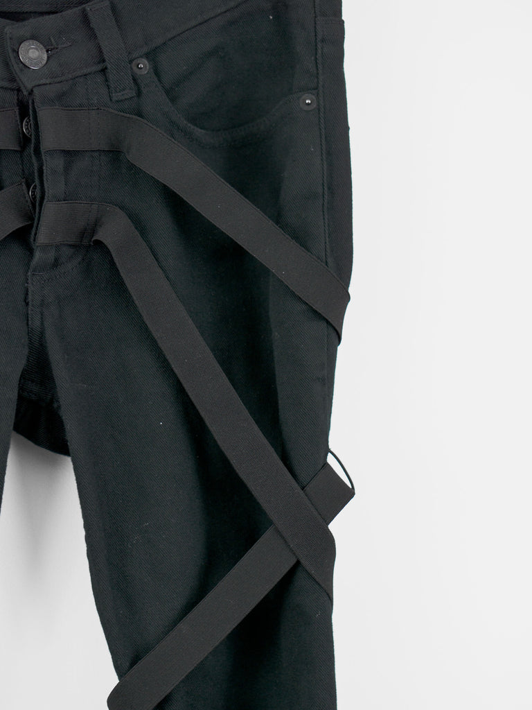 HELMUT LANG BLACK CALF LEATHER BELT WITH EXPOSED ZIPPER DETAIL
