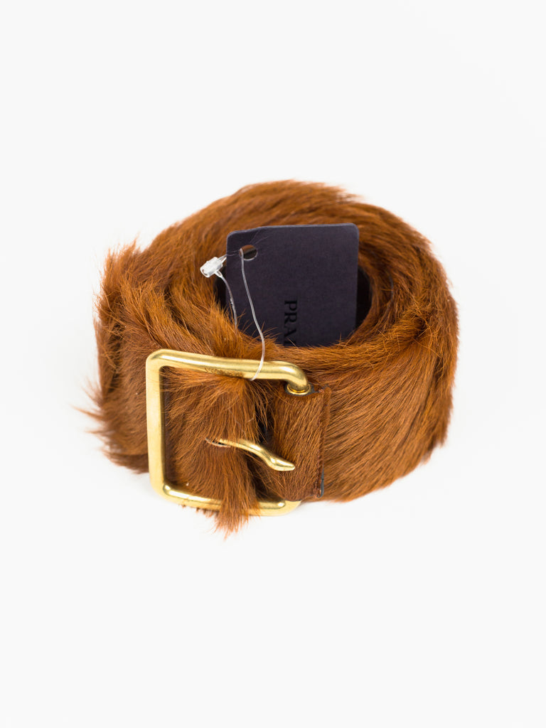 Prada AW17 Fur Belt, Cognac, W28