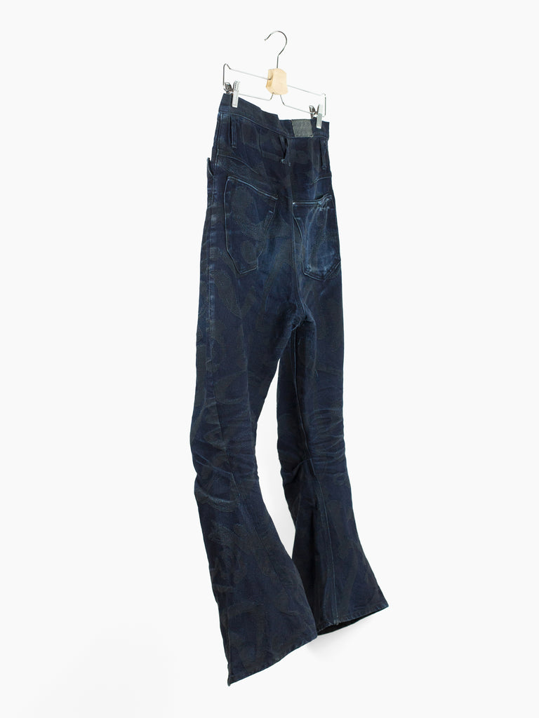 Kozaburo SS19 Calligracamo Short 3D Bootcut Jeans