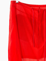 Yohji Yamamoto 00s Red Cotton Crepe Finned Skirt