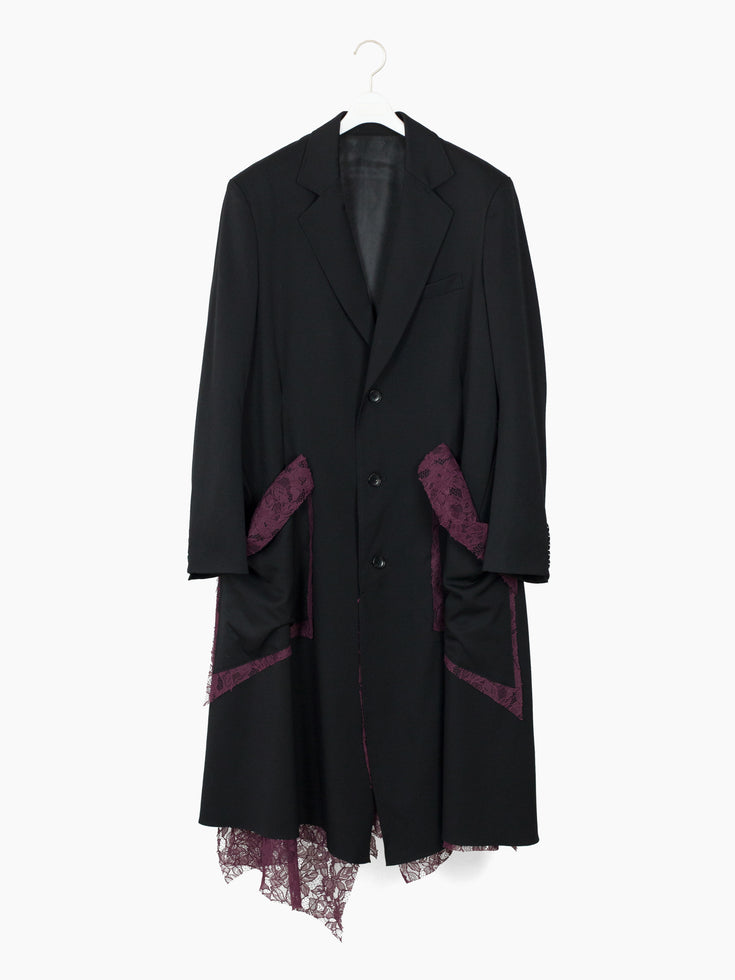 Sulvam AW24 Lace Lined Gabardine Long Coat