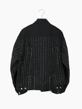 Sulvam AW24 Slub Pinstripe Wool Trucker Jacket