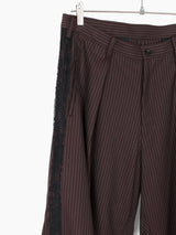 Sulvam AW24 Lace Trim Wool Twill Wide Pants