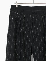 Sulvam AW24 Slub Pinstripe Wool Wide Pants