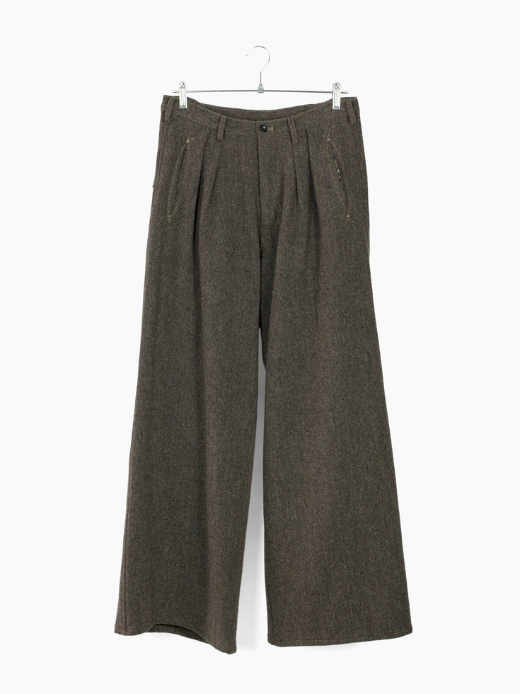 Sulvam AW24 Herringbone Slashed Pocket Wide Pants