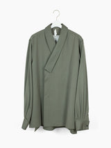 Soshiotsuki AW24 Wool Gabardine Kimono Collar Shirt