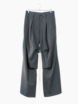 Sulvam SS25 Pleated Stripe Wide Trousers
