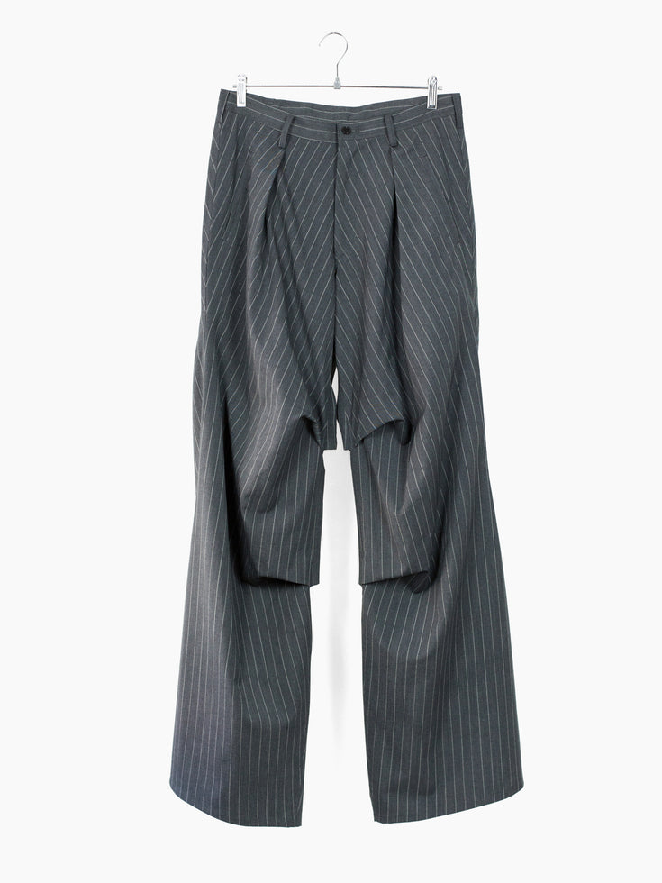 Sulvam SS25 Pleated Stripe Wide Trousers