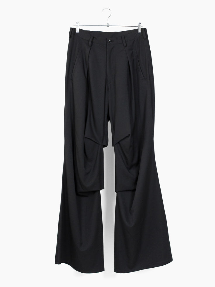 Sulvam SS25 Pleated Wool Gabardine Wide Trousers