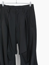 Sulvam SS25 Pleated Wool Gabardine Wide Trousers