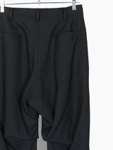 Sulvam SS25 Pleated Wool Gabardine Wide Trousers
