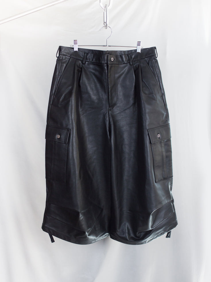 Les Six AW26 Leather Cargo Shorts