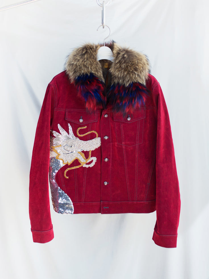 Penultimate AW26 Fur Collar Dragon Denim Jacket