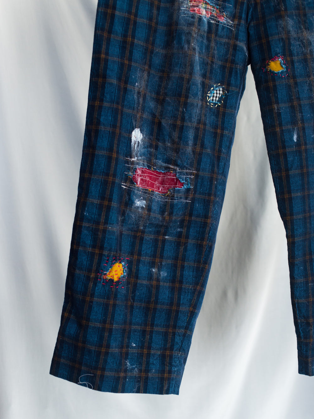 Les Six AW26 Distressed Plaid Clown Pants