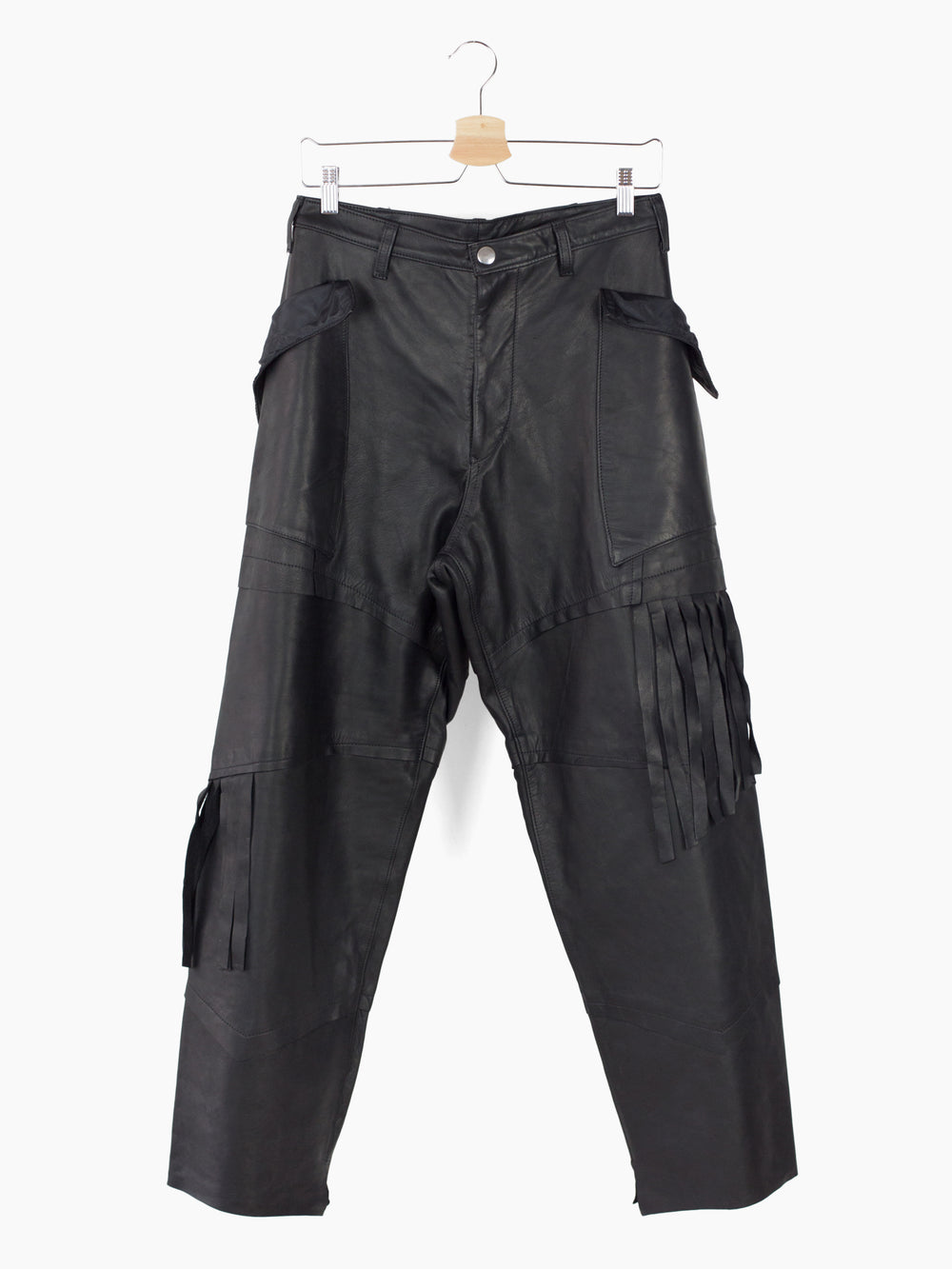 Sulvam 23AW Scarred Horse Leather Fringe Trousers