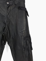 Sulvam AW23 Scarred Horse Leather Fringe Trousers