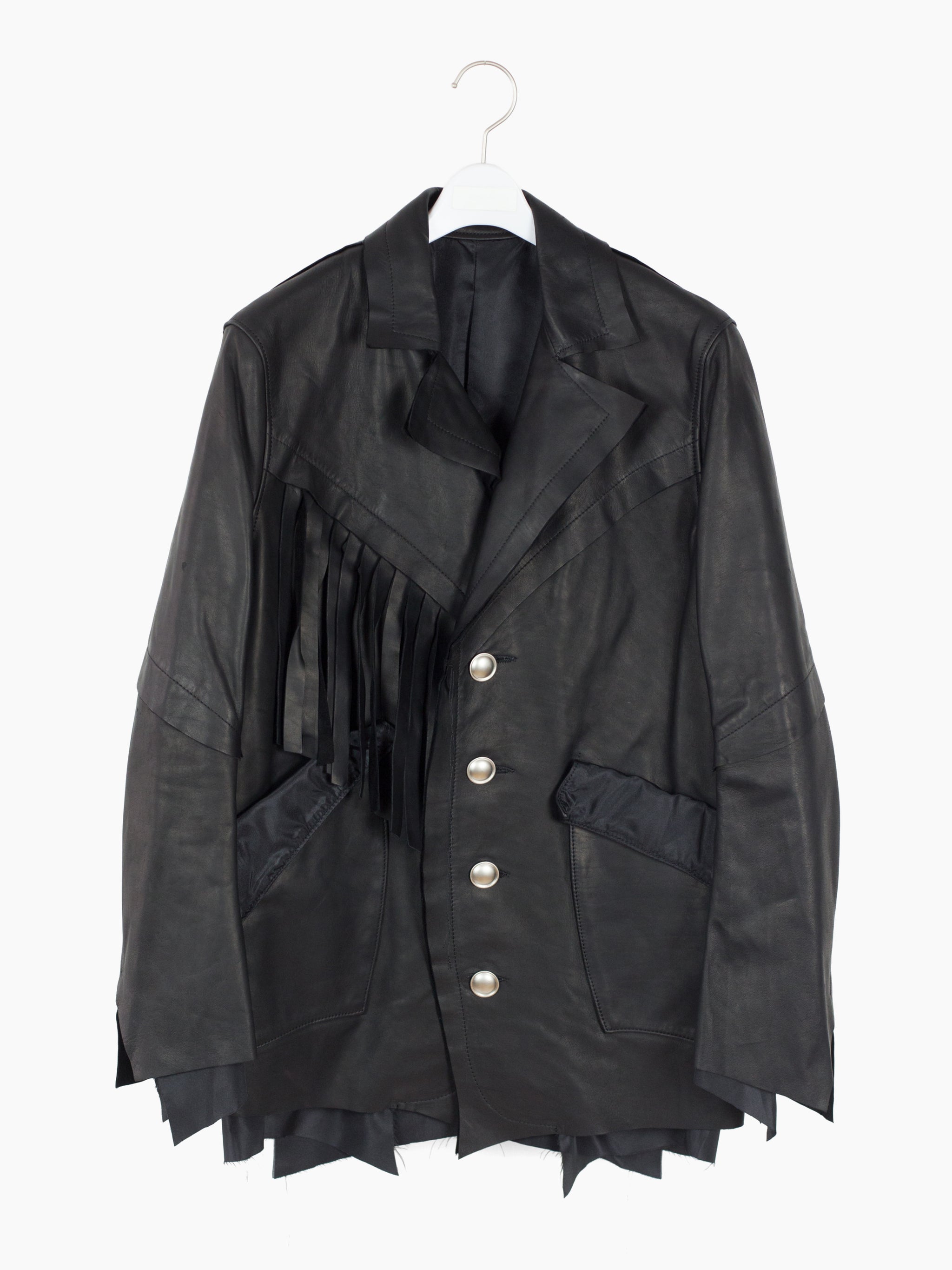 Sulvam AW23 Scarred Horse Leather Fringe Jacket – HUIBEN