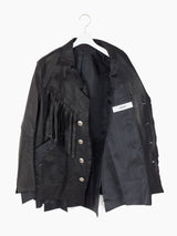 Sulvam AW23 Scarred Horse Leather Fringe Jacket