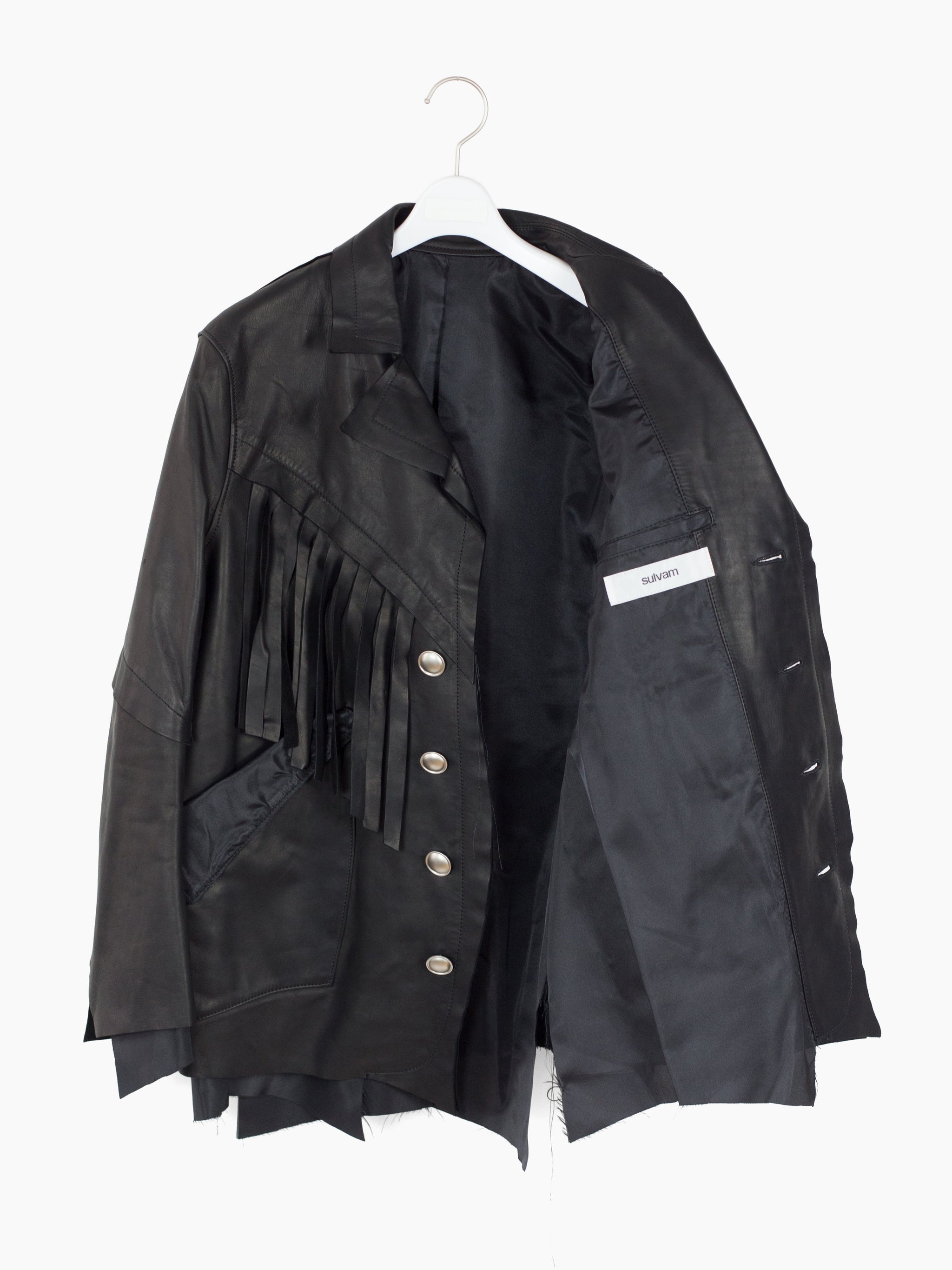 Sulvam AW23 Scarred Horse Leather Fringe Jacket – HUIBEN