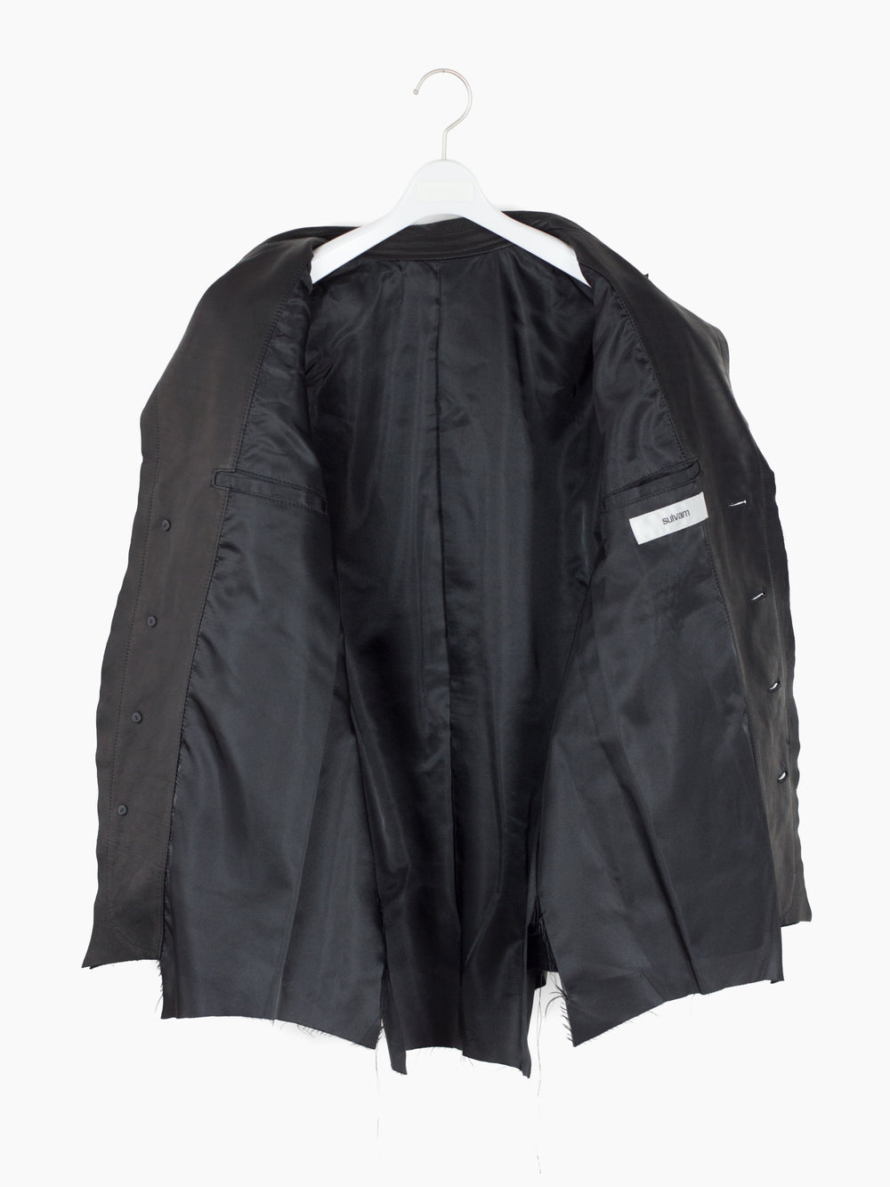 Sulvam AW23 Scarred Horse Leather Fringe Jacket