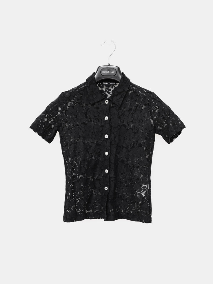Helmut Lang SS96 Short Sleeve Floral Lace Shirt