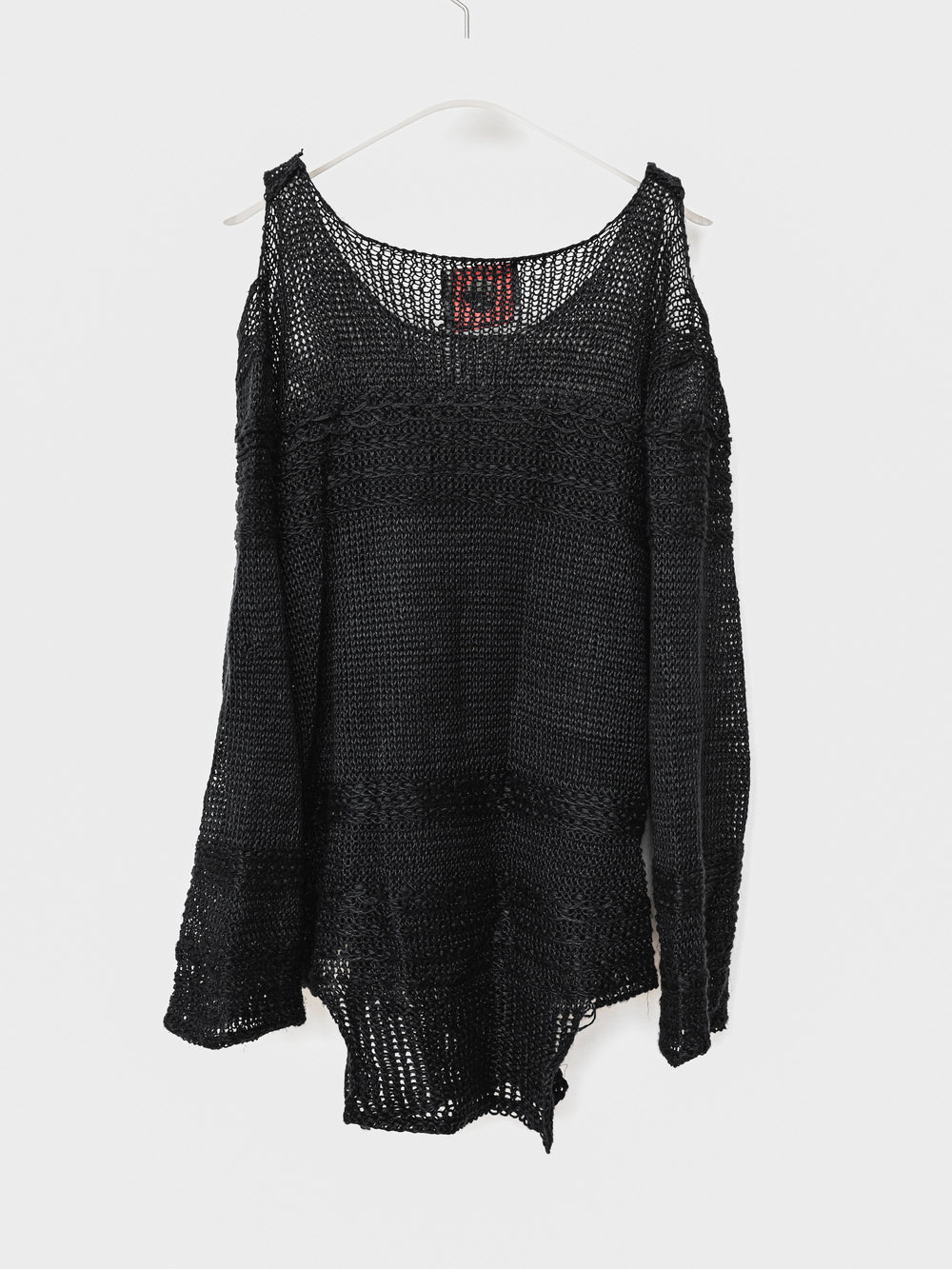 Blackmeans Cutout Shoulder Mesh Knit Sweater