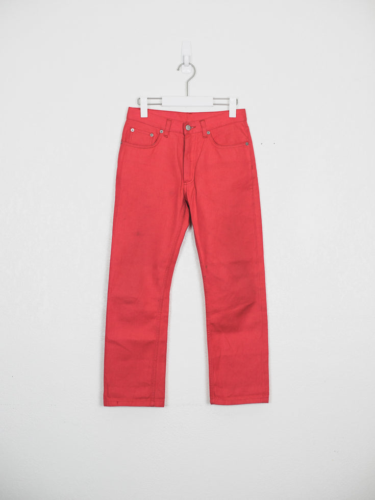 Helmut Lang Red Silk Denim Jeans