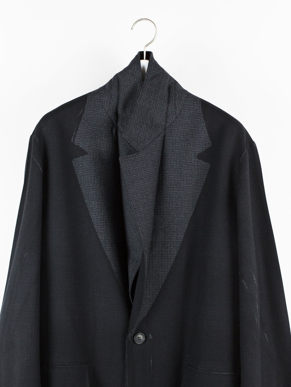 Prada AW18 Overprint Wool Houndstooth Overcoat