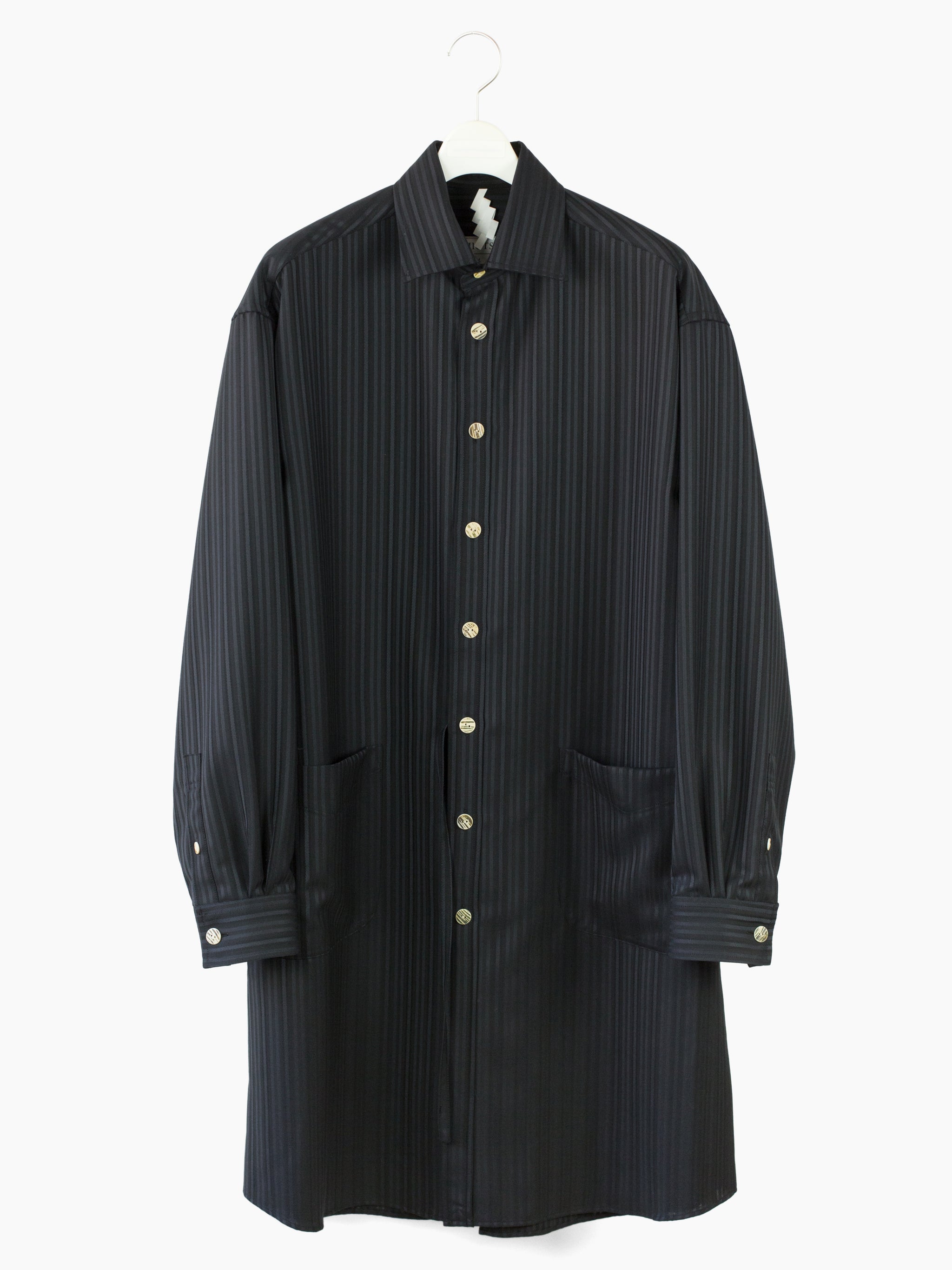 Soshiotsuki SS22 Stripe Wool Long Kimono Breasted Shirt – HUIBEN