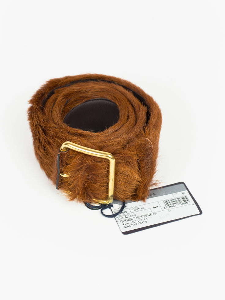 Prada AW17 Fur Belt, Cognac, W30