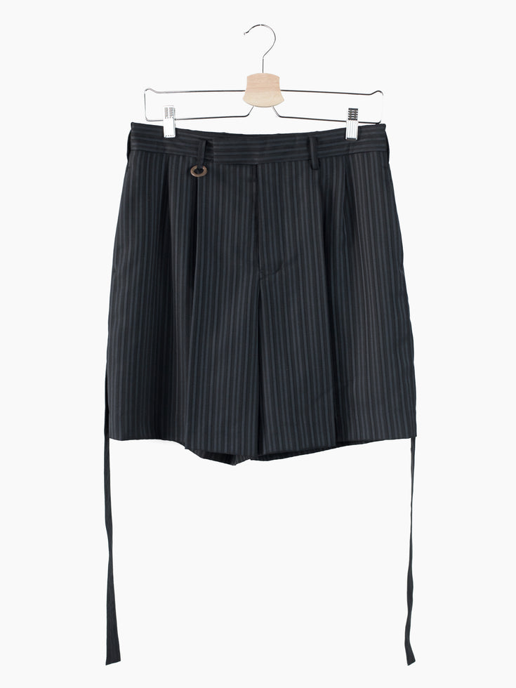 Soshiotsuki SS22 Stripe Wool Side Strap Shorts