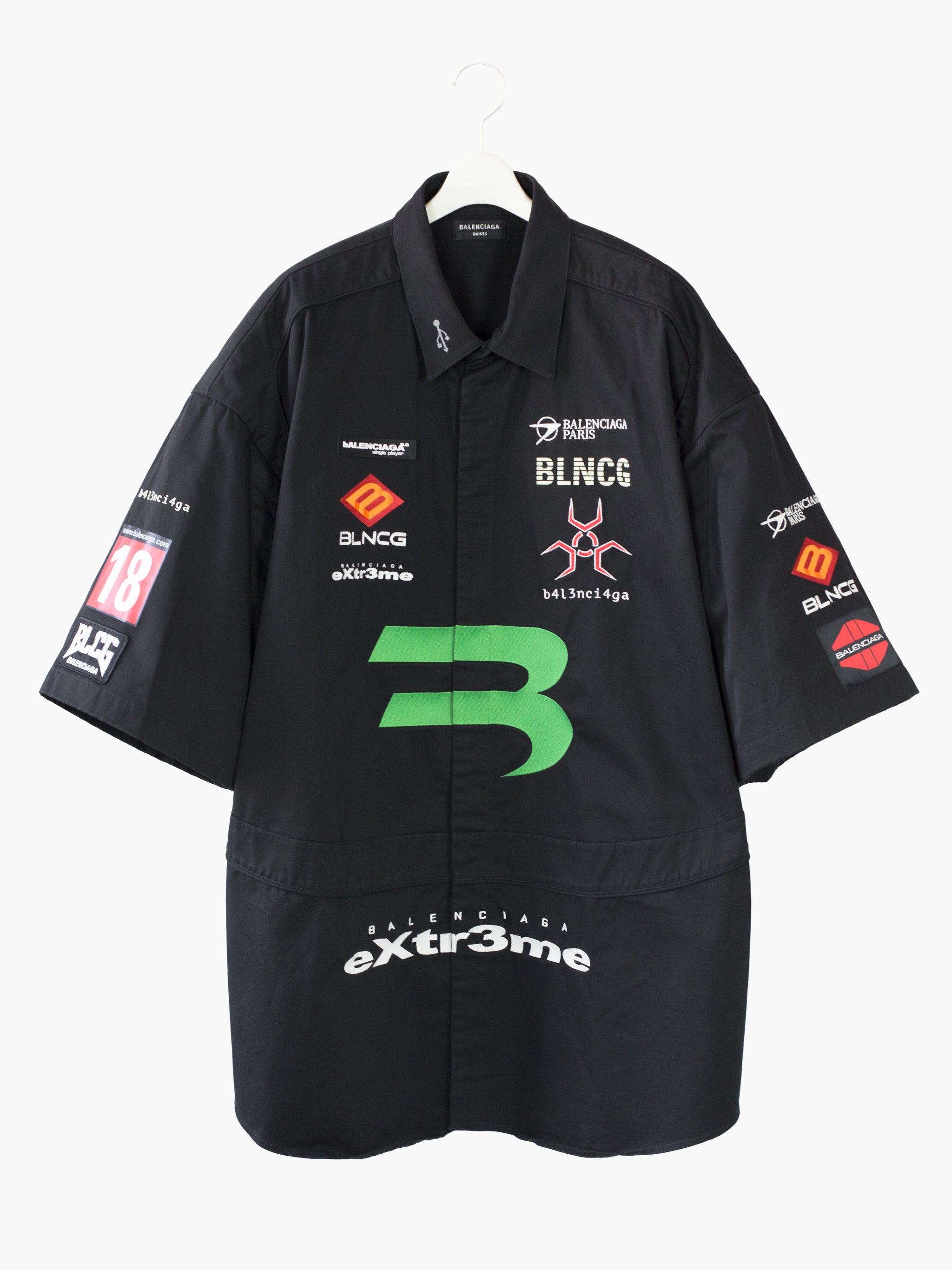Balenciaga Gamer Extreme Short Sleeve Cotton Shirt in Black 38EU= M US