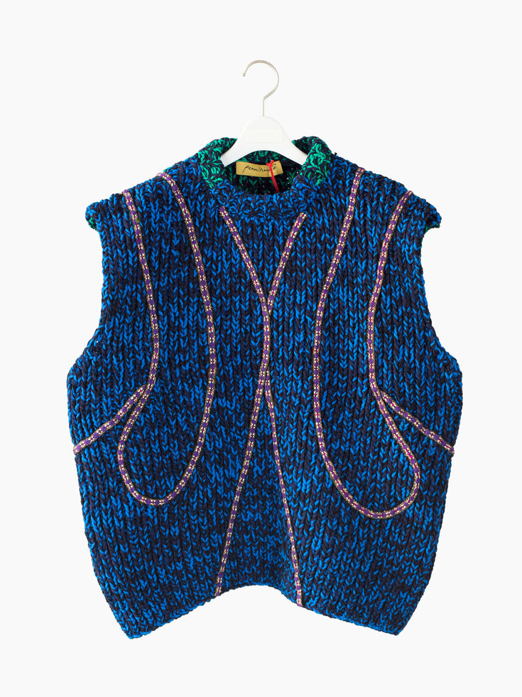 Penultimate AW22 Shanghai Stripe Applique Hand Knit Vest