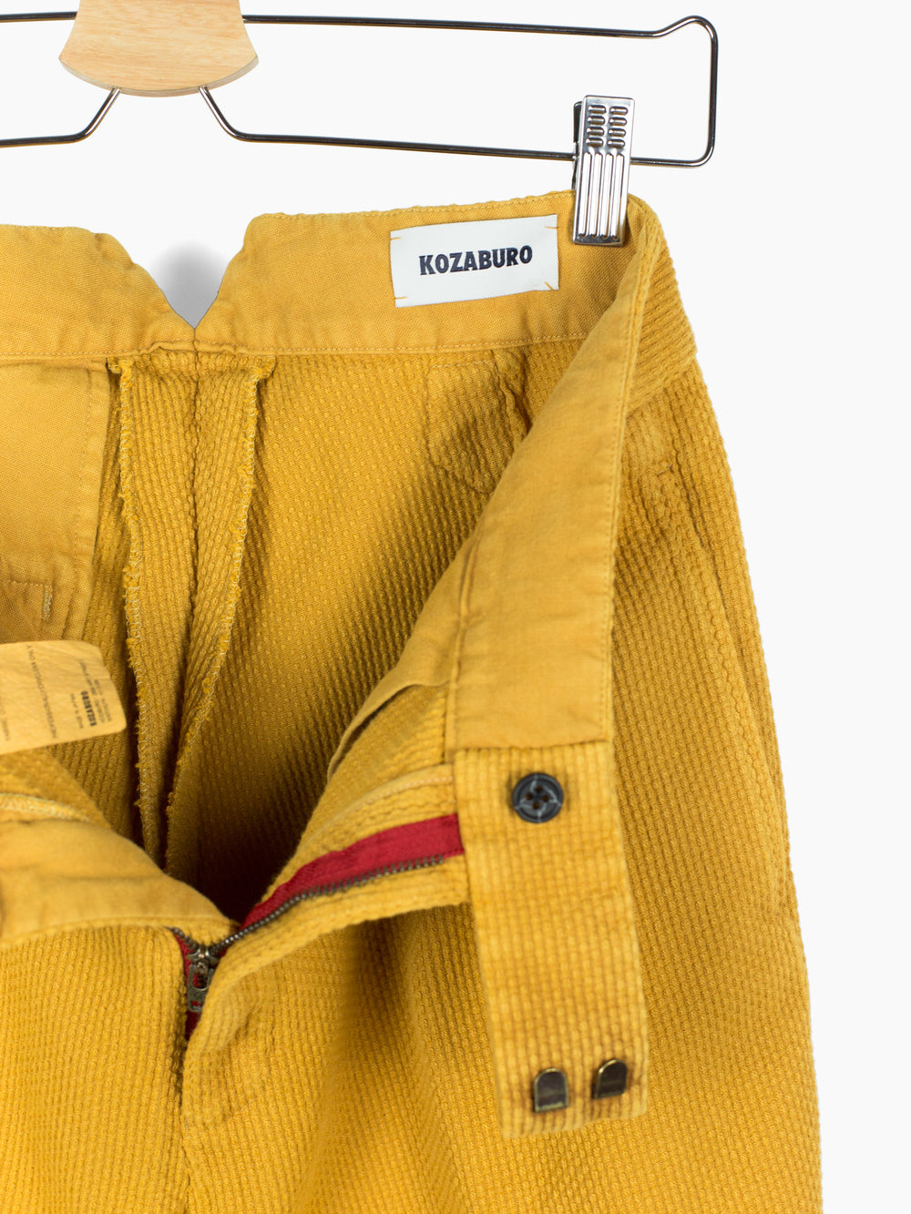 Kozaburo SS20 Overdyed Mustard Sashiko Pleated Trousers