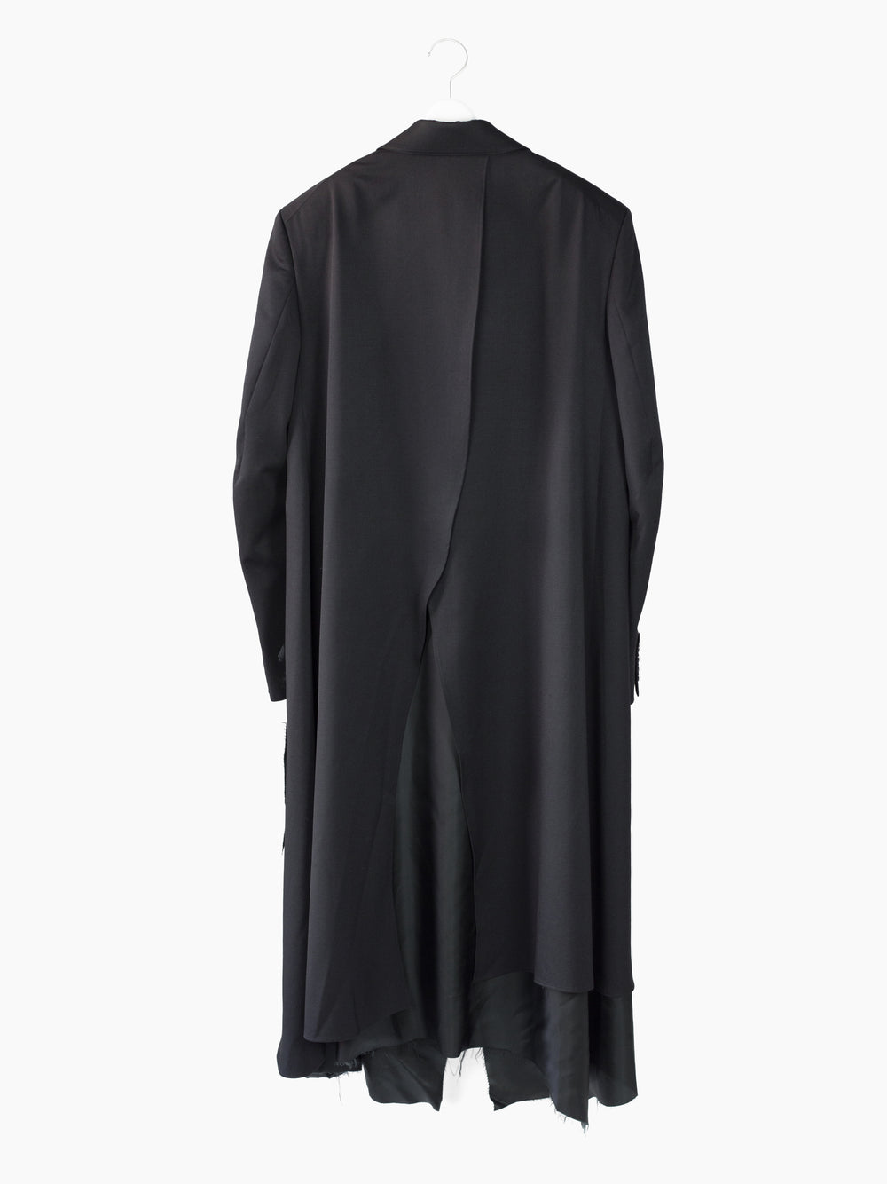 Sulvam SS23 Long Asymmetrical Slashed Back Wool Coat