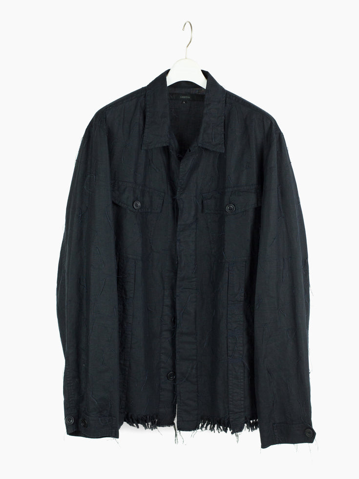 Griffin 00s Fringed Linen Shirt Jacket