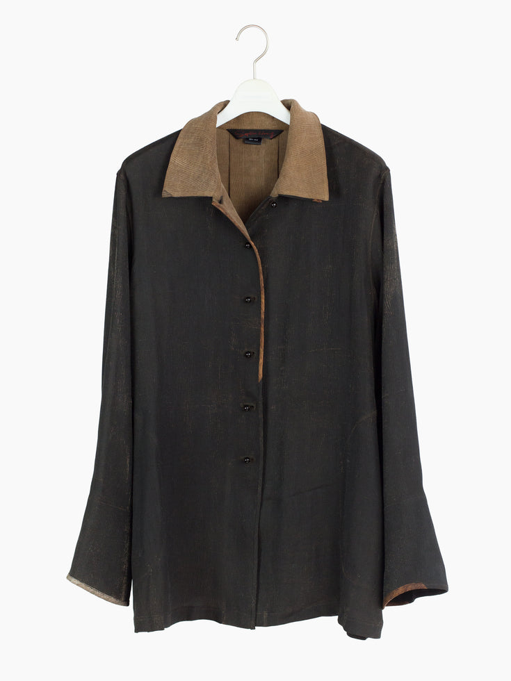 Sophie Hong Mud-Dyed Silk Shirt Jacket