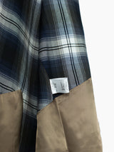 Sulvam SS23 Open Collar Draped Rayon Plaid Shirt