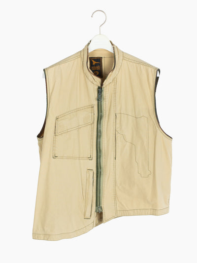 Ameri VINTAGE - AmeriVINTAGE ASYMMETRICAL VEST WITH シャツ American Flag Denim Vest for Men, 4th of July Patriotic