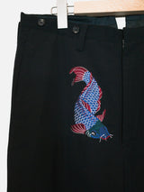 Yohji Yamamoto Pour Homme Fish Embroidery Wool Gabardine Trousers