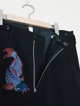 Yohji Yamamoto Pour Homme Fish Embroidery Wool Gabardine Trousers