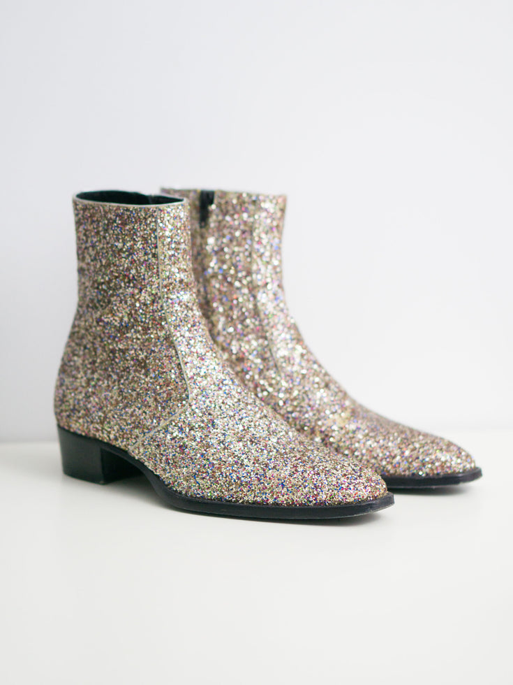 Saint Laurent Paris SS16 Glitter Hedi Boots